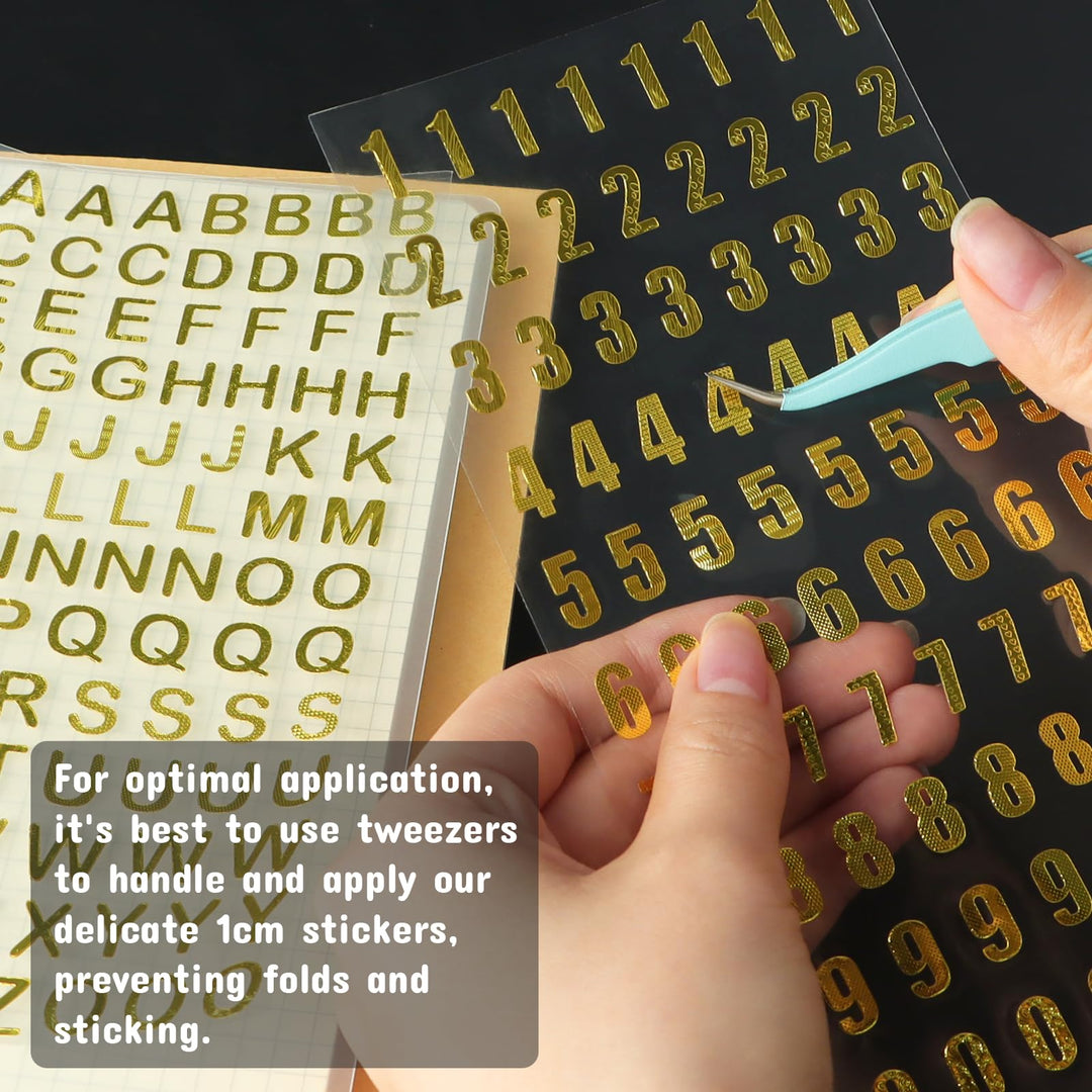 7 Sheets Gold Number Stickers Small Gold Glitter Number Sticker Self Adhesive for Graduation Cap Decoration Gift Scrapbooks Greeting Cards Arts Craft