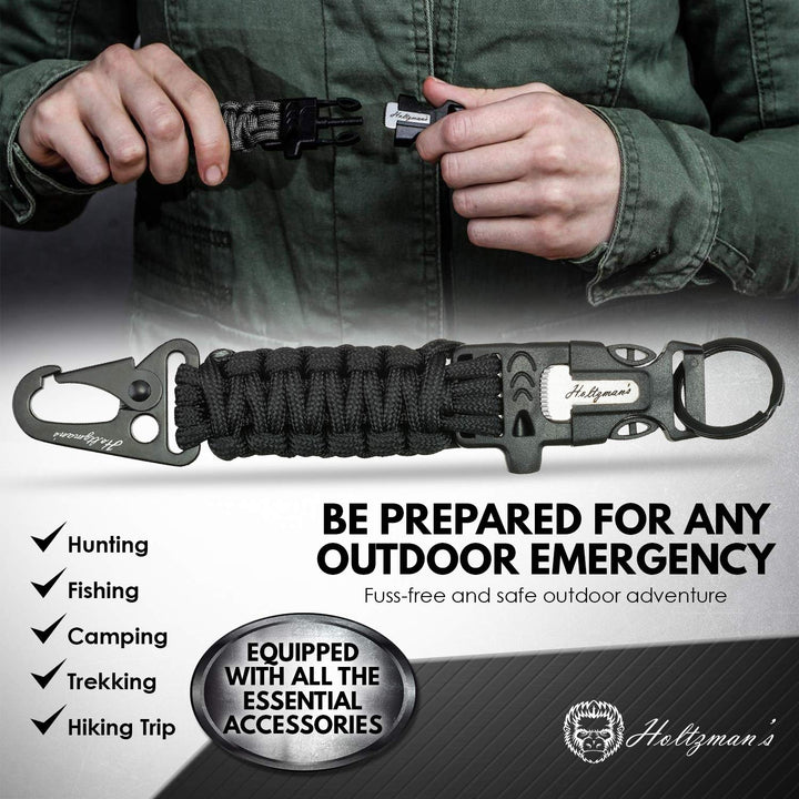 Ultimate 5-in-1 Paracord Keychain with Carabiner for Ca