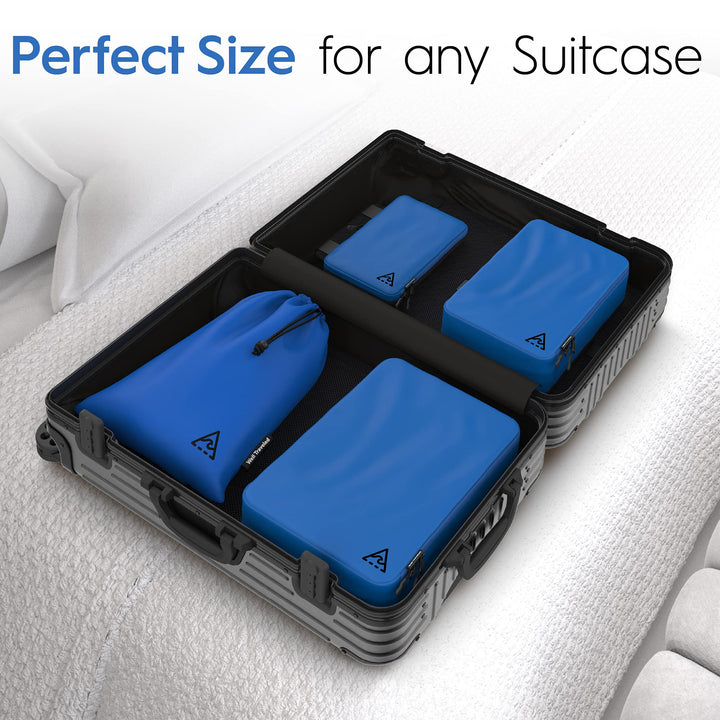 4-Piece Deluxe Compression Packing Cubes Travel - Maximize Space In Luggage With Double Capacity Design, Luxury Compressible Packing Cubes For Travel, Large, Small, &amp; Medium Set