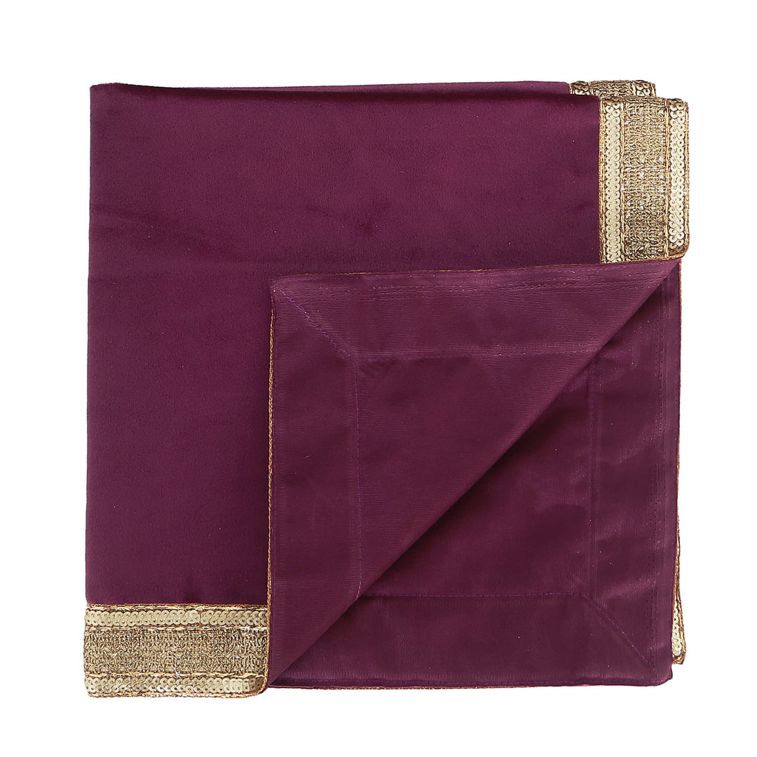 Purple Wine Velvet Cloth with Golden Shinny Border, Aasan, Alter, Altar, Tarot Table Cloth Holy Square Tablecloth