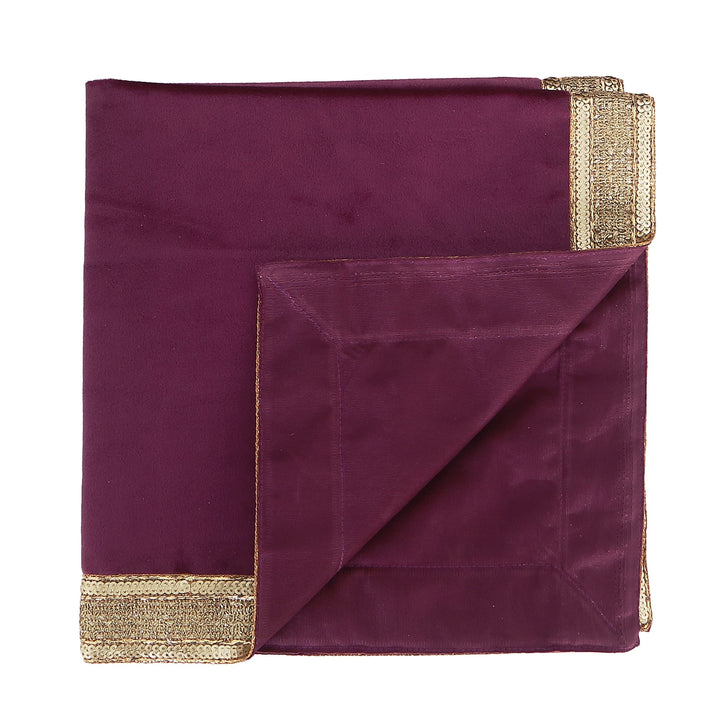 Purple Wine Velvet Cloth with Golden Shinny Border, Aasan, Alter, Altar, Tarot Table Cloth Holy Square Tablecloth