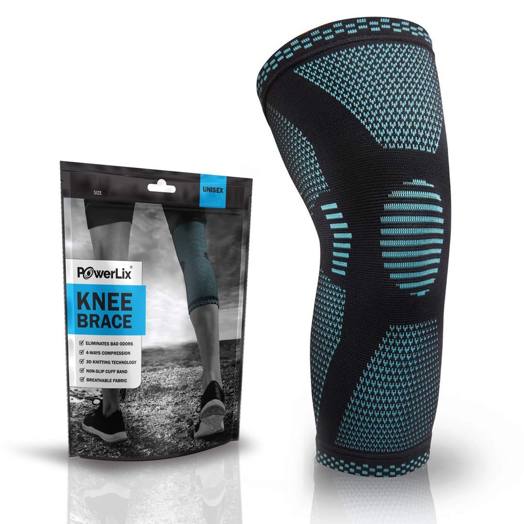 POWERLIX Knee Compression Sleeve - Best Knee Brace for Knee Pain for Men & Women – Knee Support for Running, Basketball, Volleyball, Weightlifting, Gym, Workout, Sports – Please Check Sizing Chart