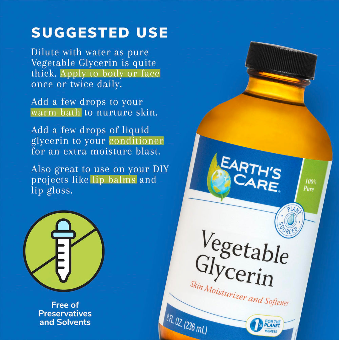 100% Natural Vegan Glycerin - 8 fl oz by Earth&#39;s Care