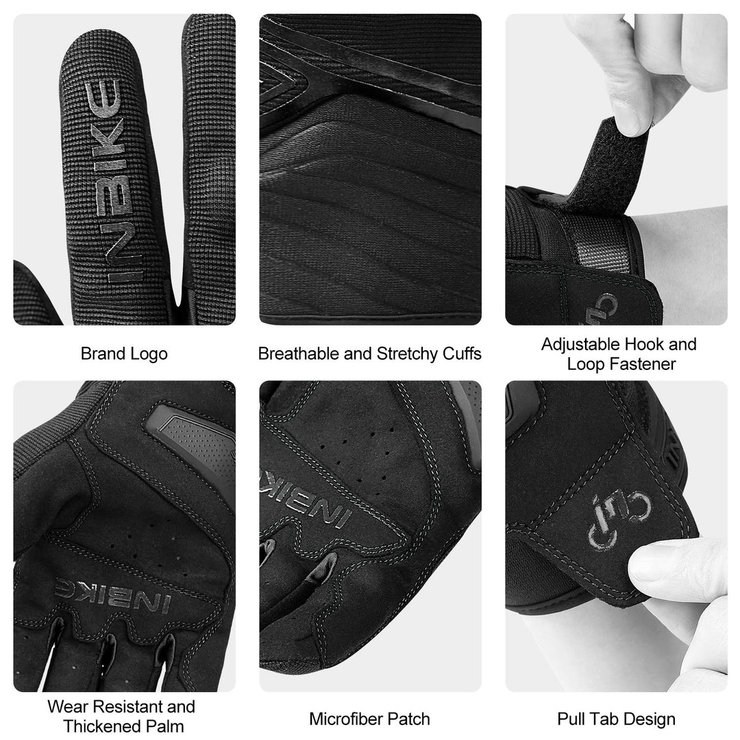 Breathable Mesh Motorcycle Gloves Touchscreen With TPR Palm Pad Hard Knuckles Black Medium