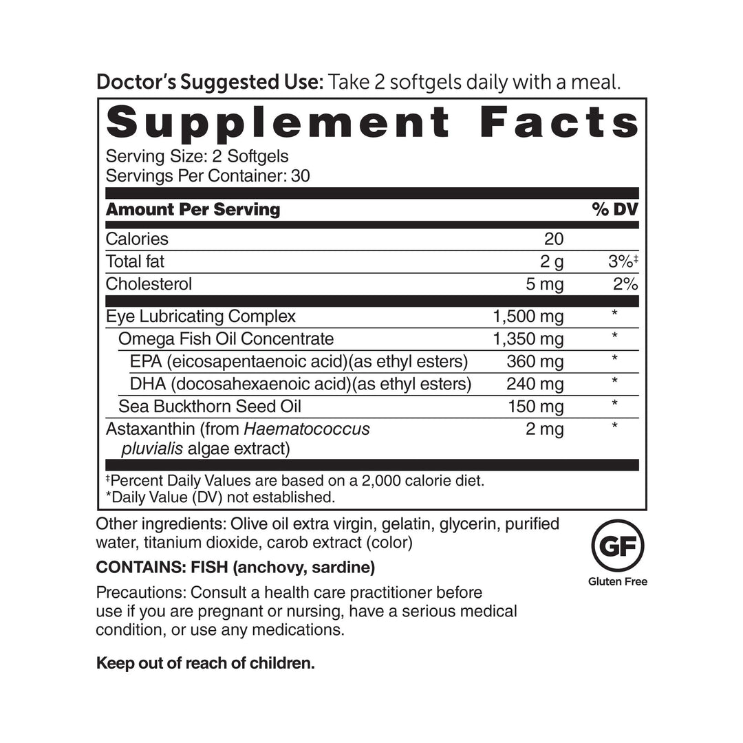 Dr. Whitaker&#39;s Eyedrate Hydration and Lubrication Supplement with Omega-3, Omega-7 and Antioxidants, 60 Softgels (30-Day Supply)