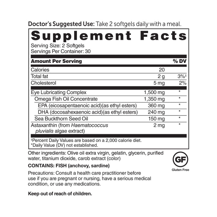 Dr. Whitaker&#39;s Eyedrate Hydration and Lubrication Supplement with Omega-3, Omega-7 and Antioxidants, 60 Softgels (30-Day Supply)