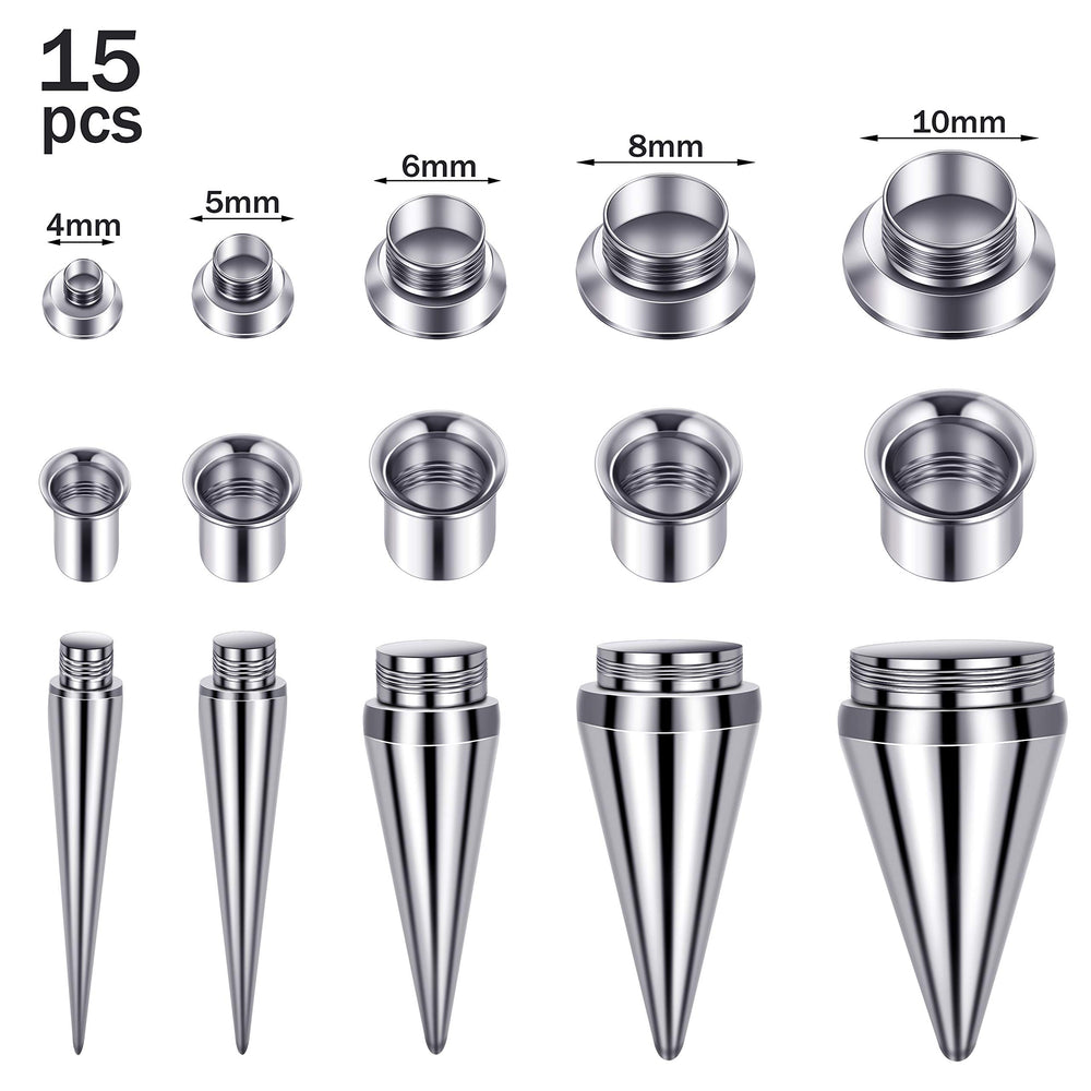 30 Pieces Ear Gauge Stretching Kit Stainless Steel Gauges Kit Screw Fit Taper Plug Tunnel Ear Expander Stretching Set, 6 Gauge to 00 Gauge