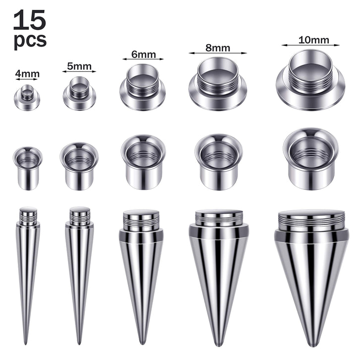 30 Pieces Ear Gauge Stretching Kit Stainless Steel Gauges Kit Screw Fit Taper Plug Tunnel Ear Expander Stretching Set, 6 Gauge to 00 Gauge