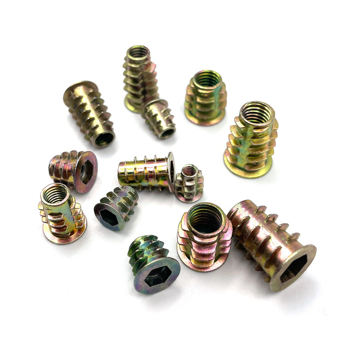 125pcs Metric Threaded Insert Nut Assortment Kit, Zinc Alloy Wood Inserts Bolt Fastener Hex Socket Drive Nut, Screw in Nut for Wood Furniture