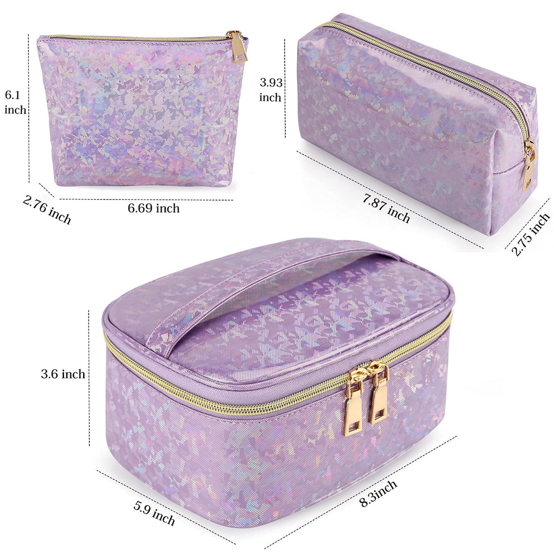 Lubardy Makeup Bag Leather Cosmetic Bag Waterproof Make