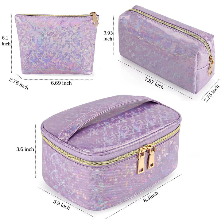 Lubardy Makeup Bag Leather Cosmetic Bag Waterproof Make