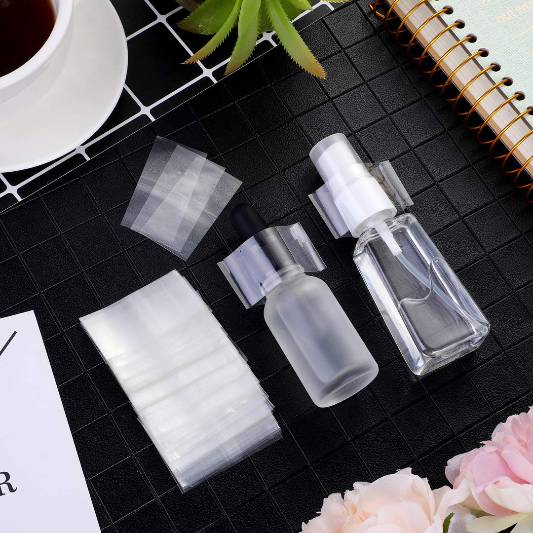 500 Pcs Shrink Wrap Perforated for Bottles Heat Shrink Bottle Seals for Essential Oil Bottle, Dropper Bottle, Test Tube Hot Sauce Bottles(Clear, 4.5 x 1.1 Inch, Diameter 2-1/2 to 2-3/4 Inch)