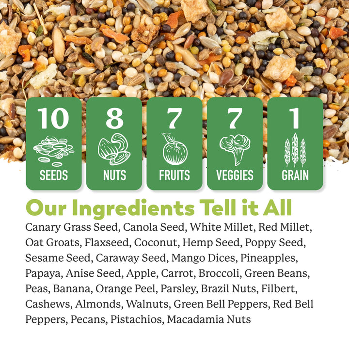 Dr. Harvey's Our Best Parakeet Food, Wholesome Seeds, Nuts, Fruits, and Vegetable Bird Feed for Budgies and Parakeets (4 Pounds/1.81 kg)