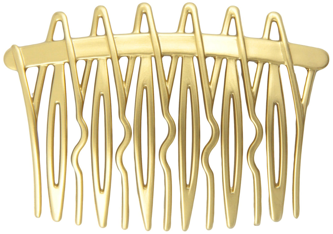 Straight And Wavy Holding Teeth In Matt Gold Or Matt Silver Combs Pair