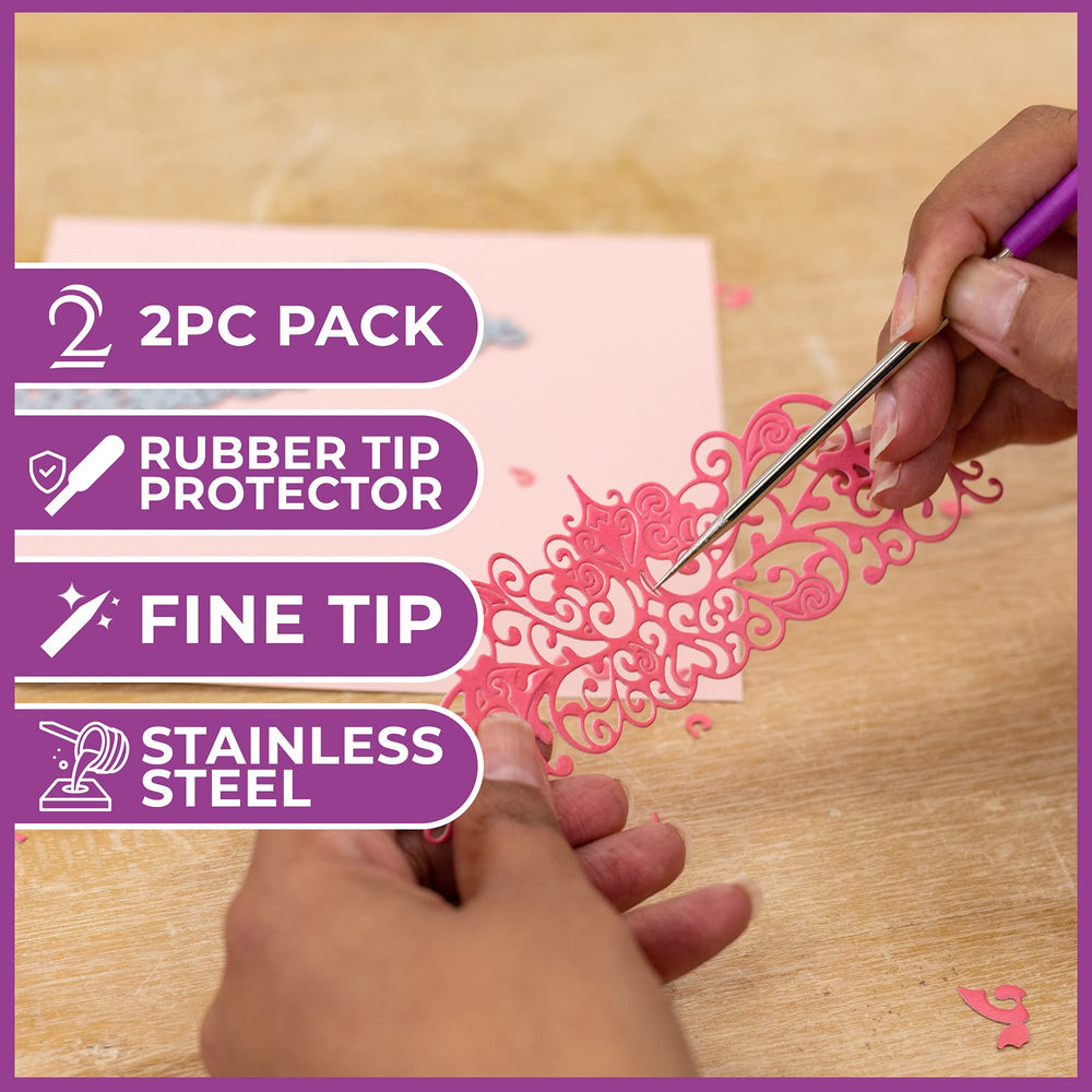 CC POKY2 Stainless Steel Pokey Pack of 2-Rubber Tip Protectors-Essential Tools for Craft Kit, One Size, White