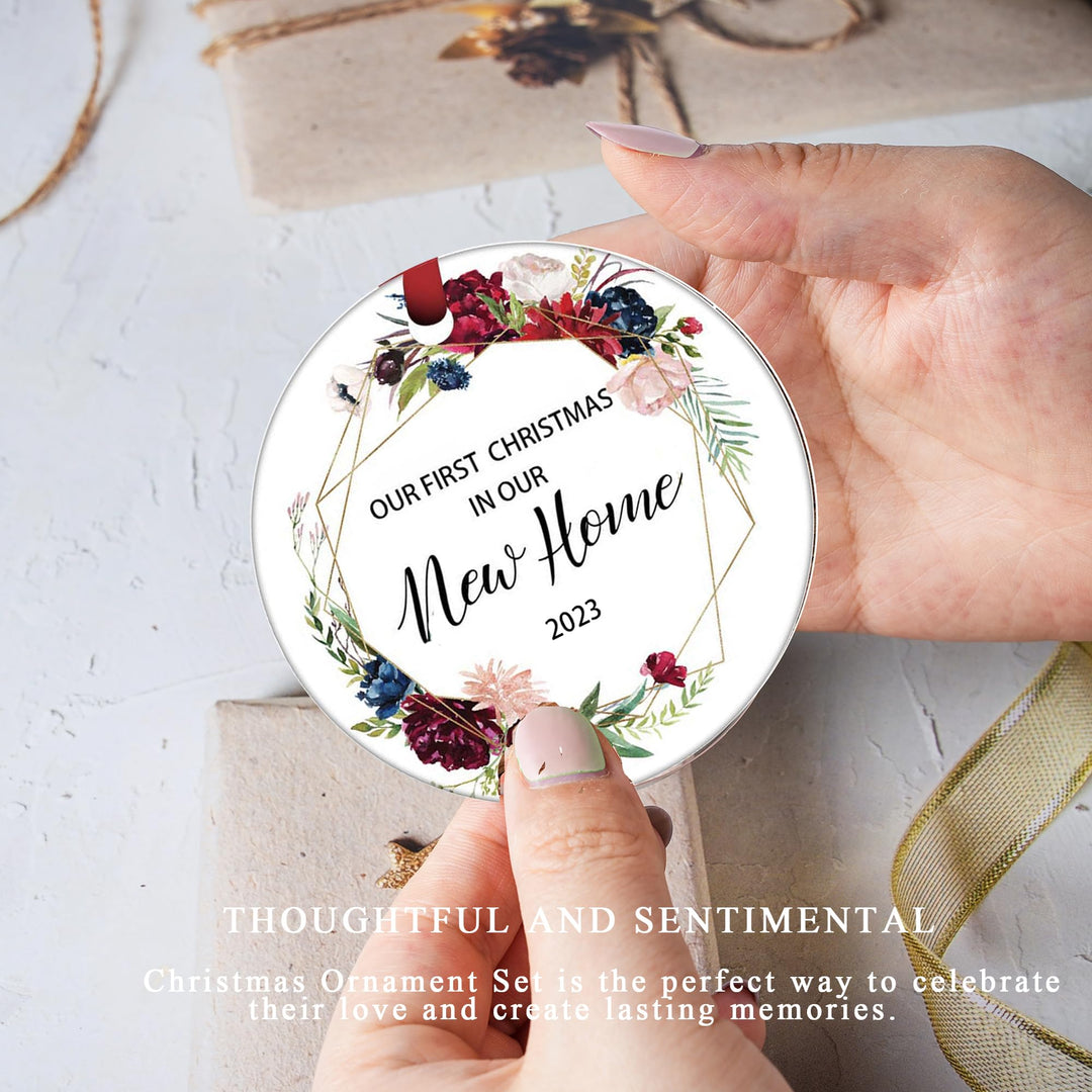 Housewarming Gifts for New Home, New Home Ornaments 2023, New Home Gift Ideas, Couple Married Wedding Decoration 3 Ornament, Housewarming Gifts (Red-New Home 2023)