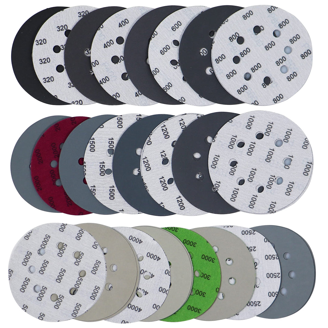 48PCS 5 inch 8 Hole #320-#5000 Sanding Discs 320 400 600 800 1000 1200 1500 2000 2500 3000 4000 5000 Grit Wet Dry Sandpaper Compatible for Random Orbital Sanders (#320-#5000 Grit Each 4PCS)
