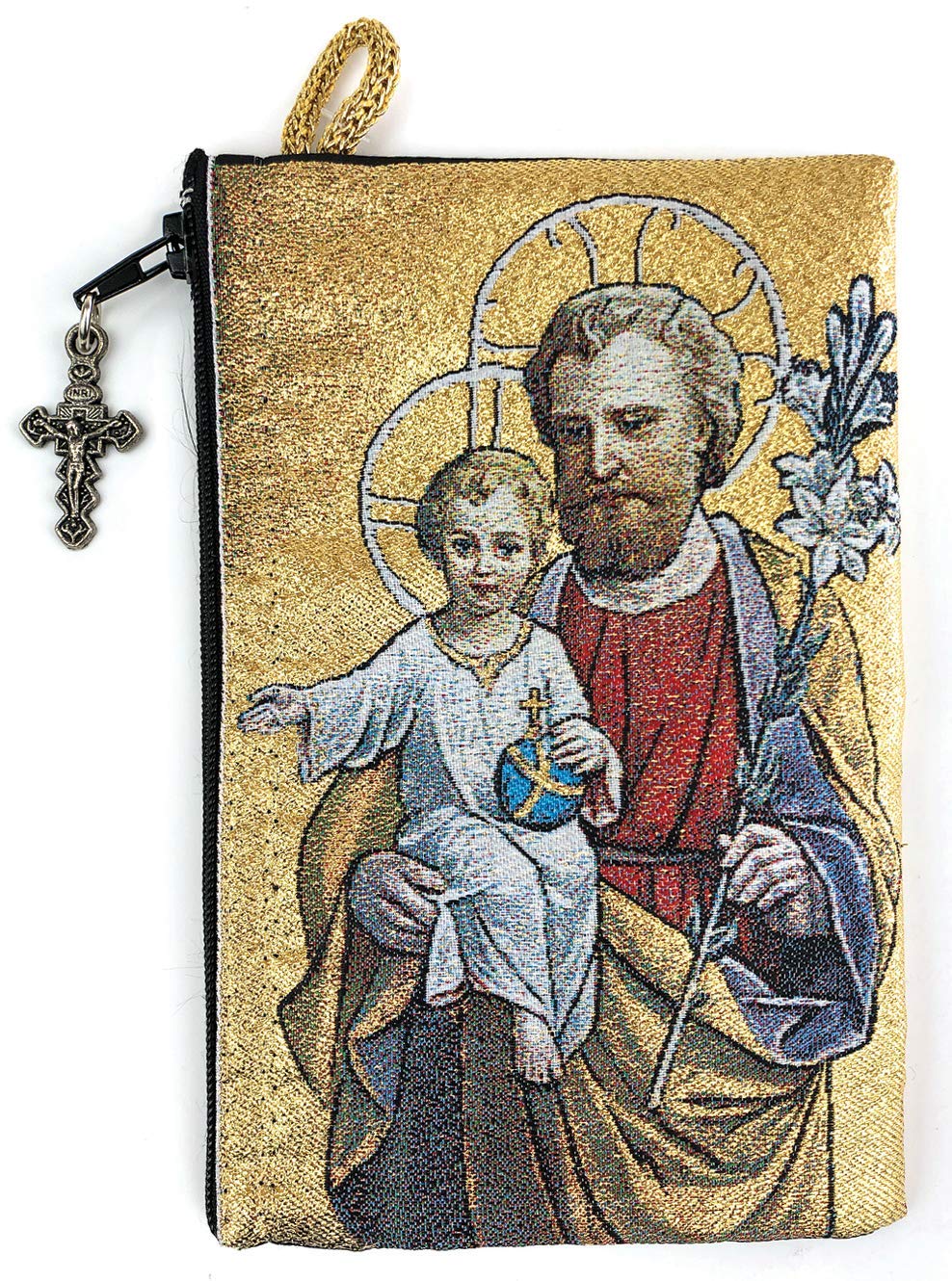 Catholic Rosary Pouch, Saint Joseph and Baby Jesus &