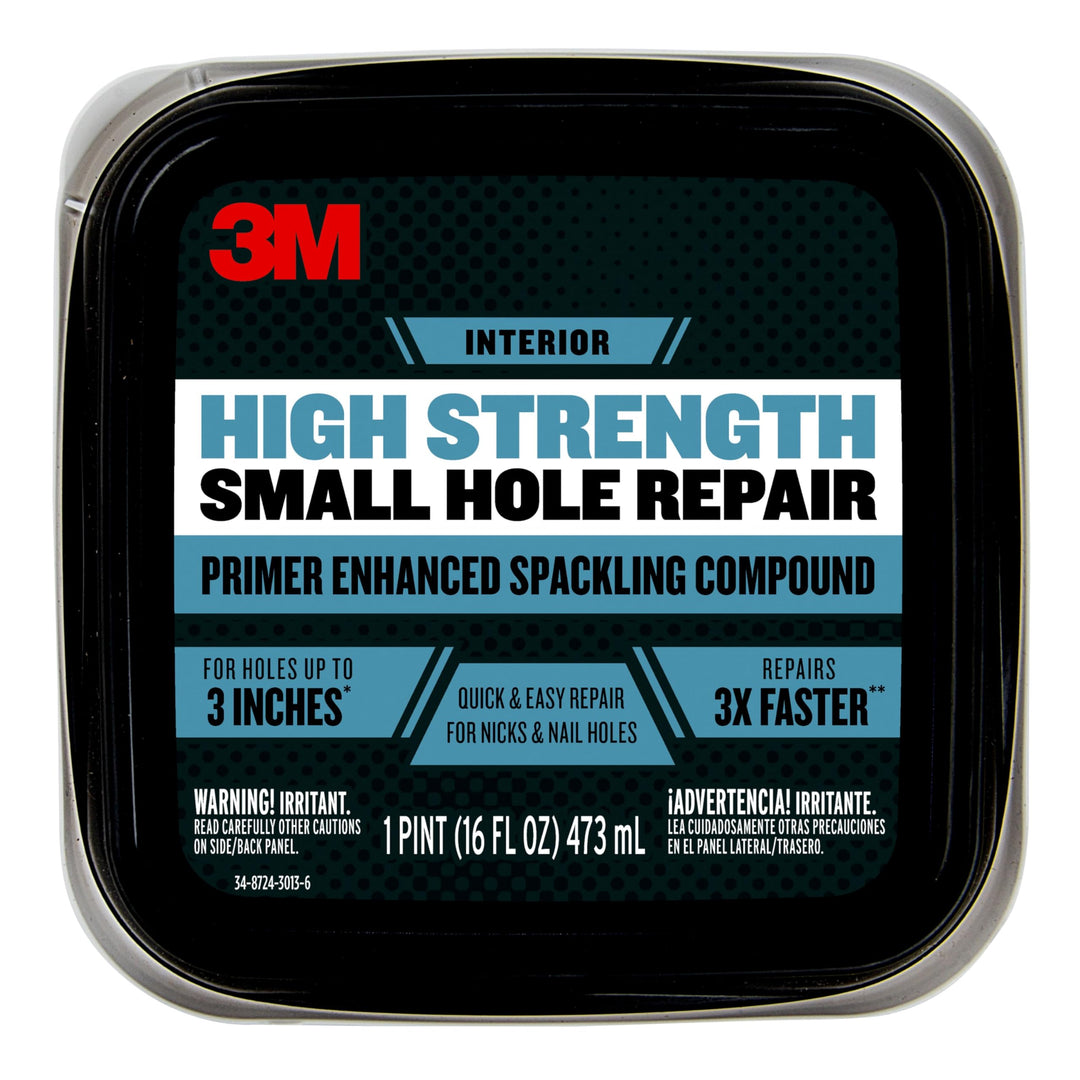 3M High Strength Spackling Compound, 16 oz., Small Hole Repair Primer Enhanced Spackling Compound, Quick & Easy Repair For Nicks & Nail Holes, No Shrinking, Cracking or Sagging (SHR-16-BB)