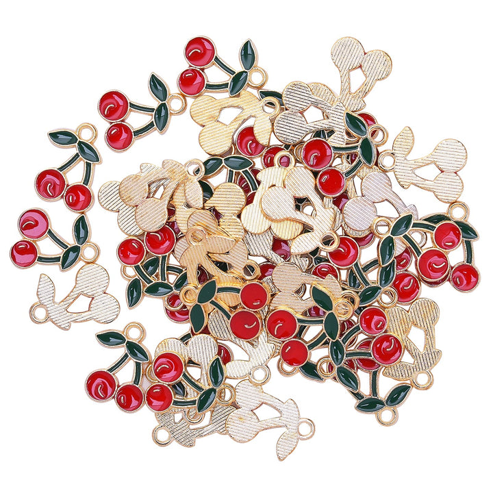 LiQunSweet 100 Pcs Red Cherry Fruit LightGold Tiny Char