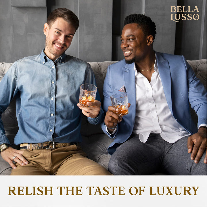 Whiskey Glasses Set of 4,12 oz - Premium Gift Box for Men - Rock Tumblers for Bourbon, Scotch, Cognac, Brandy, Rum, Liquor, Cocktails - Old Fashioned Clear Glassware - Luxury Alcohol Drinking Barware