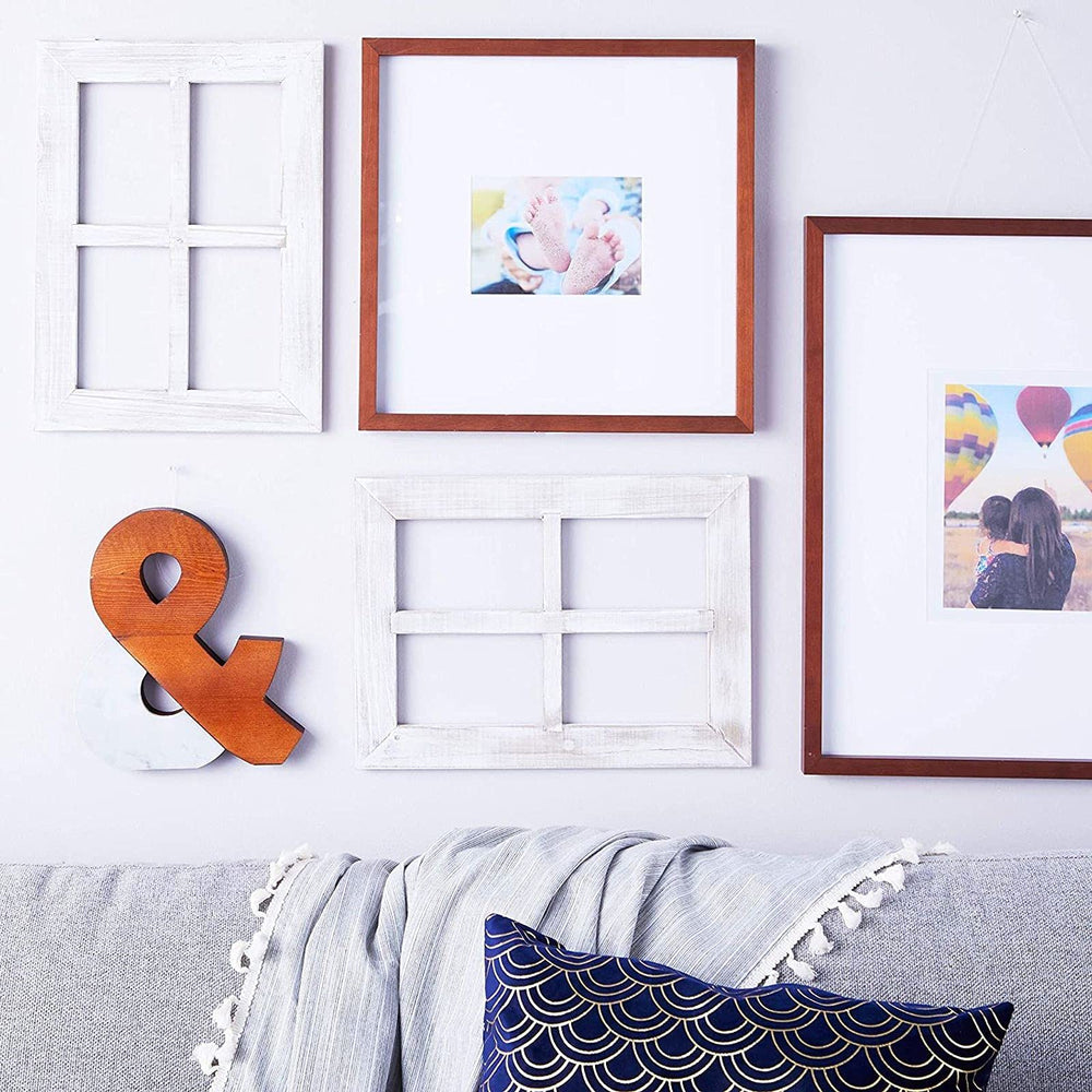 White Window Frame Farmhouse Wall Decor (11 x 15 Inches, 2 Pack)