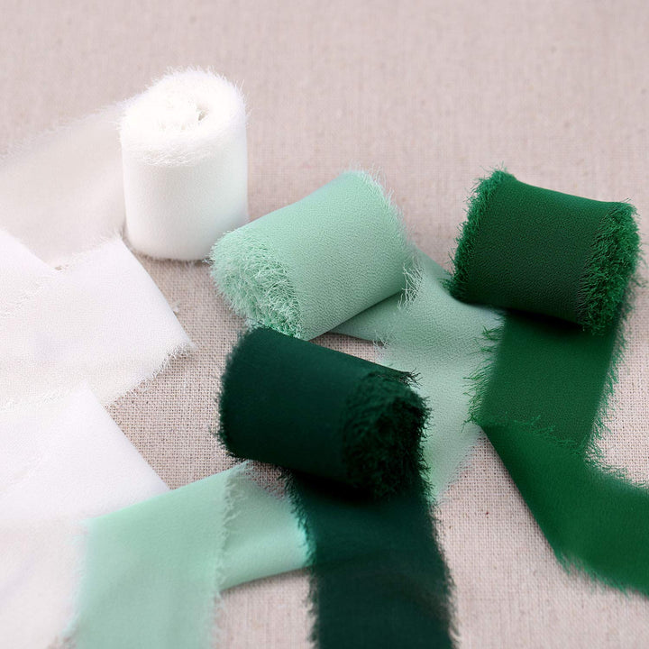 DreamBuilt Handmade Fringe Chiffon Silk-Like Ribbon 1.5