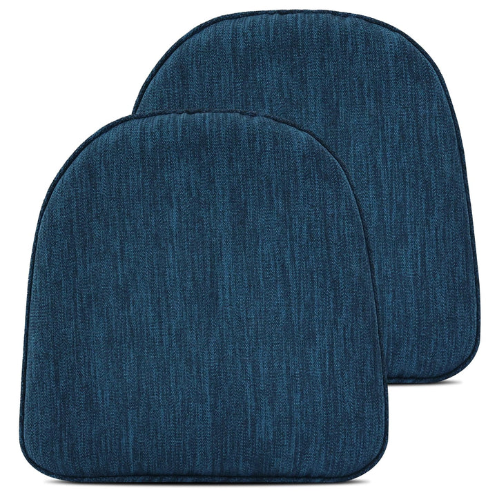 14x14 Inches Metal Dining Chair Pads, Non-Slip Metal Chair Cushion Bar Stool Cushion with Ties for Metal Chairs or Bar Stools - Cushion Only (Dark Blue, 14x14x1.5in)