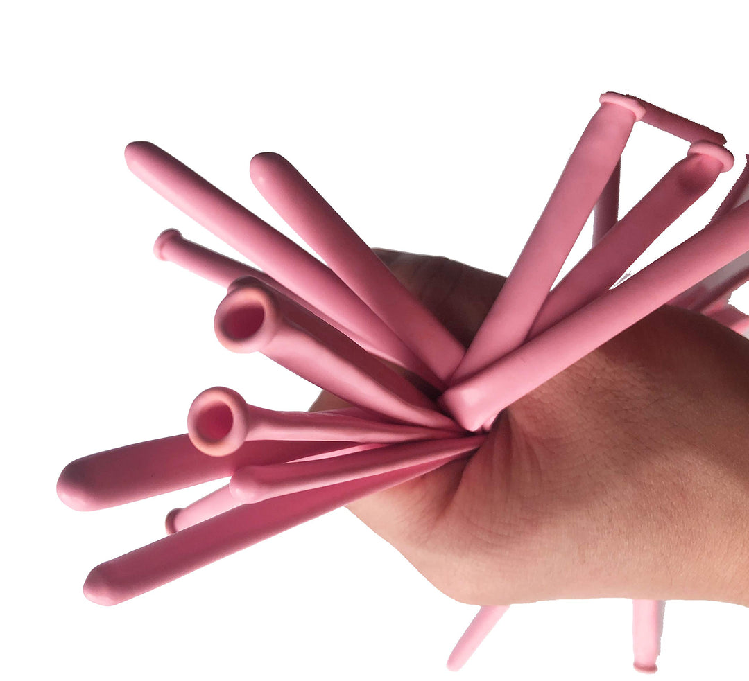 100 PCS Thickening Latex Long Twisting Magic Balloons Solid Color Twisting Balloon for Animals (Pink)