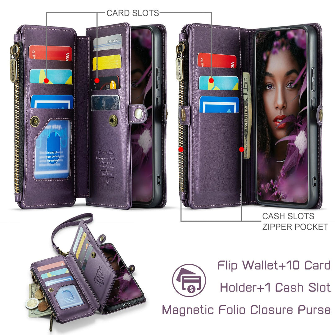 Compatible with Samsung Galaxy S21 Ultra Case Wallet with Card Holder for Women Men, PU Leather Magnetic Snap Flip Zipper Strap Wallet Case Fit for Galaxy S21 Ultra 5G, Fashion Green