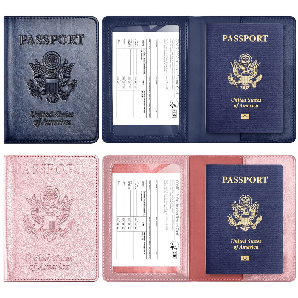 2Pack Passport Holder Wallet Cover Case, Travel Essentials for Women and Men