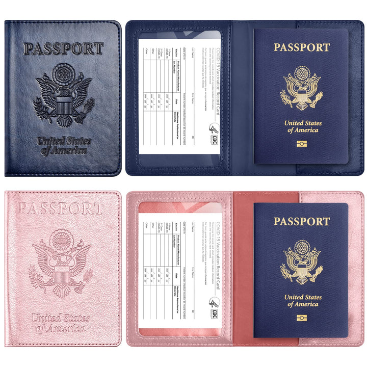 2Pack Passport Holder Wallet Cover Case, Travel Essentials for Women and Men