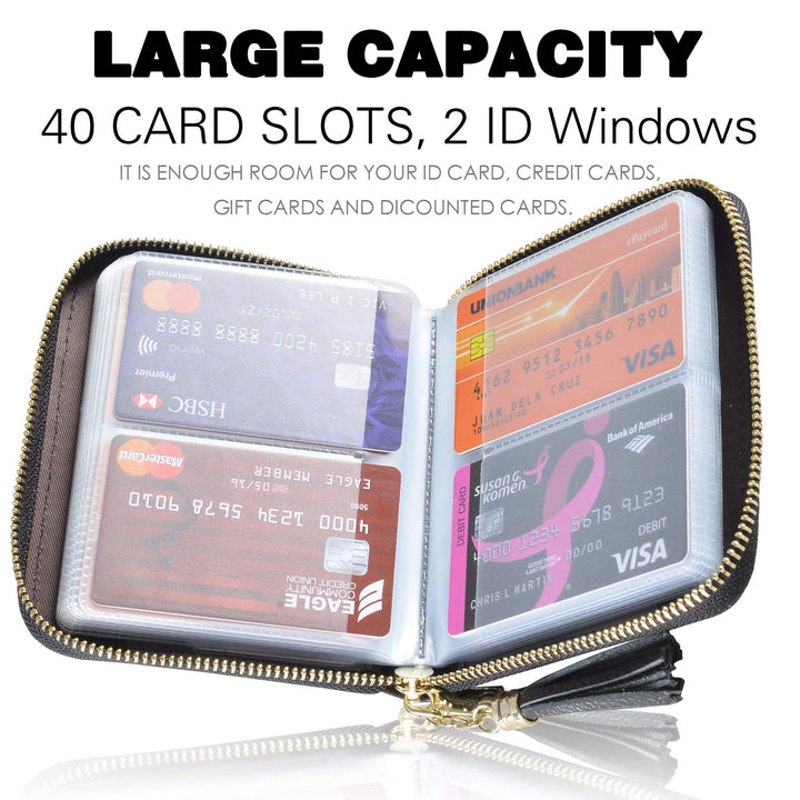 Easyoulife Womens Credit Card Holder Wallet Zip Leather