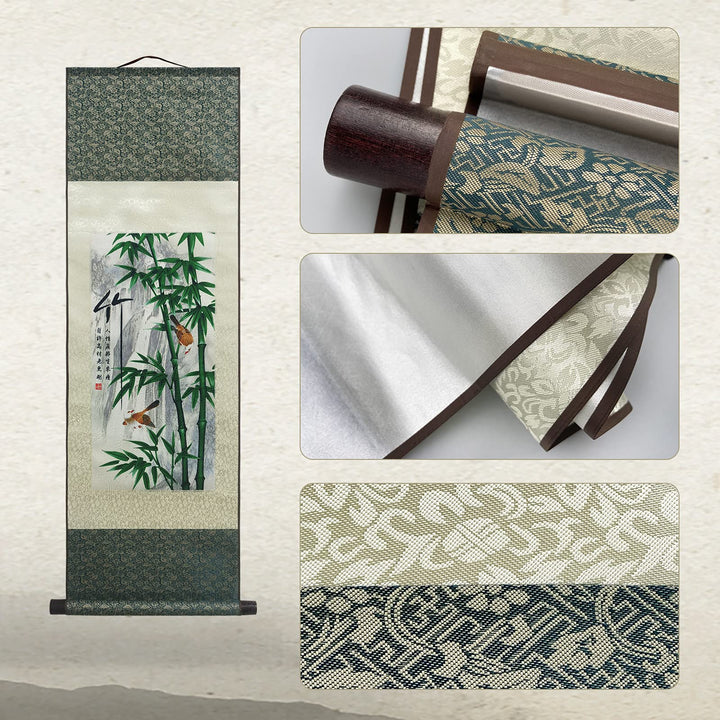 Asian Wall Decor Beautiful Silk Scroll Painting 4 Righteous Men Flowers - Plum Orchid Bamboo Chrysanthemum Oriental Decor Chinese Art Wall Scroll Hanging Painting Scroll (4 Piece)…