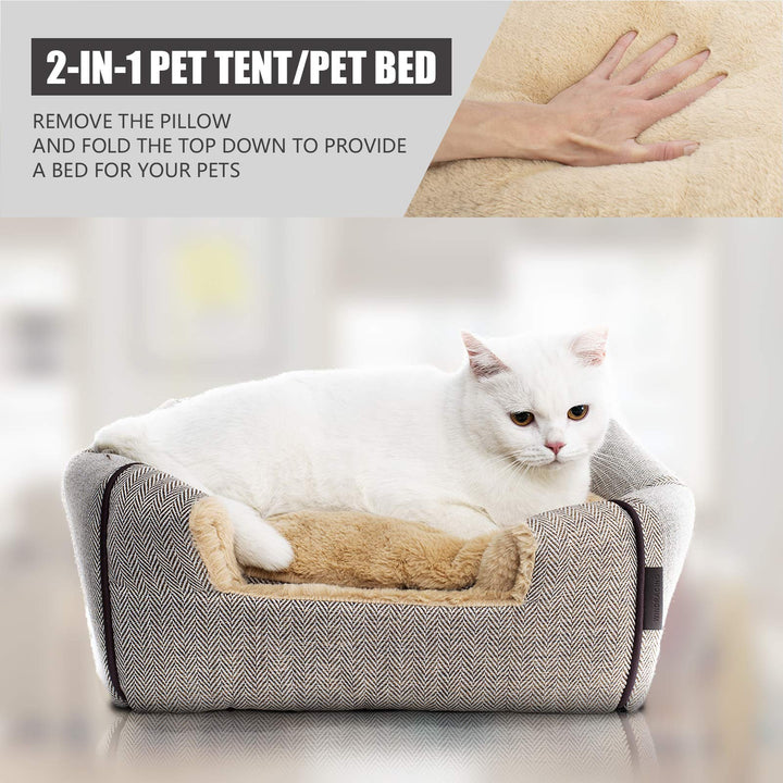 Cat Bed for Indoor Cats - Cat Cave Beds Cat House Cat Tent with Removable Washable Cushioned Pillow, Soft Kitten beds,Cat Beds &amp; Furniture, for Small and Medium Pet Bed