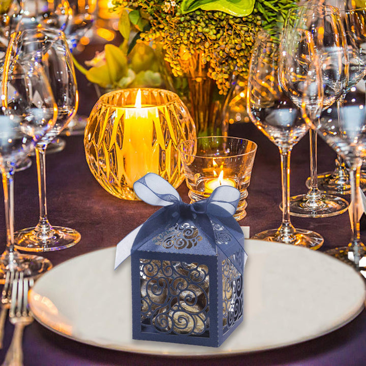 KPOSIYA 100 Pack Wedding Favor Boxes Laser Cut Boxes Pa