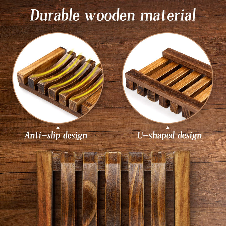 Natural Wooden Soap Dish Holder,Soap Saver Holder,Self-draining,Keep soap Clean,Eco-Friendly and Low-Carbon,for Bathroom,2 Pack