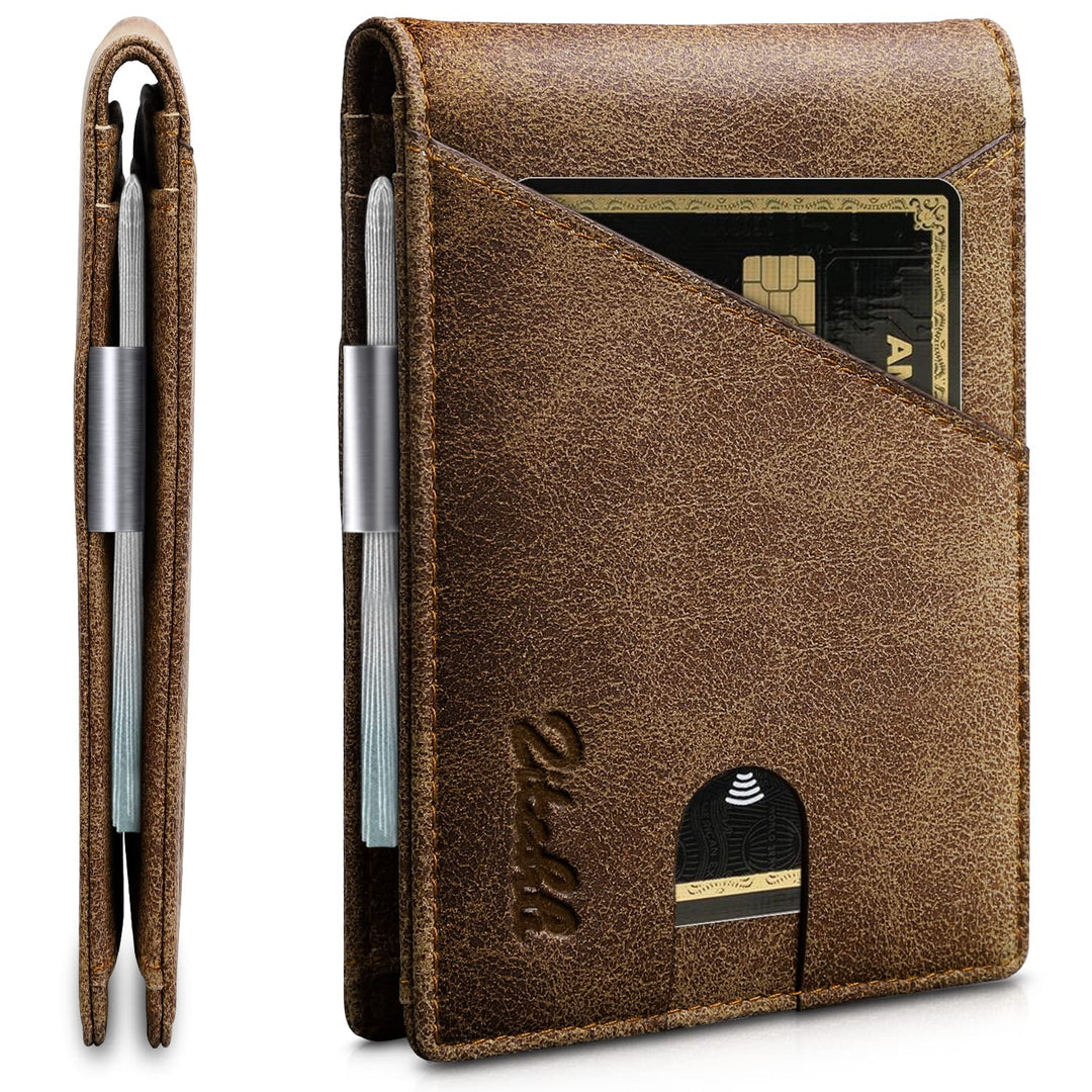 Zitahli Slim RFID Wallets for Men, Money Clip Bifold Le