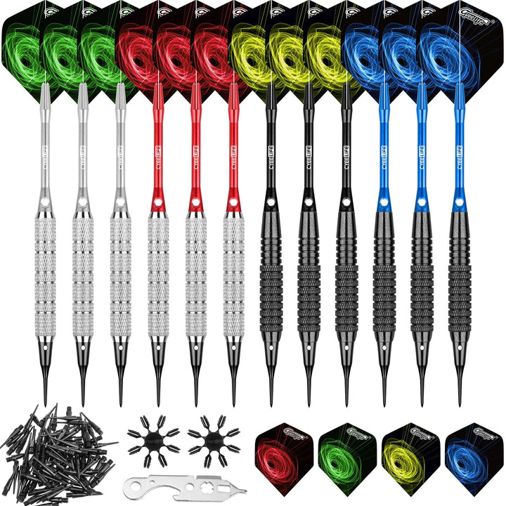 CyeeLife 18 Gram Soft tip Darts with 2Designs,4 Colors 