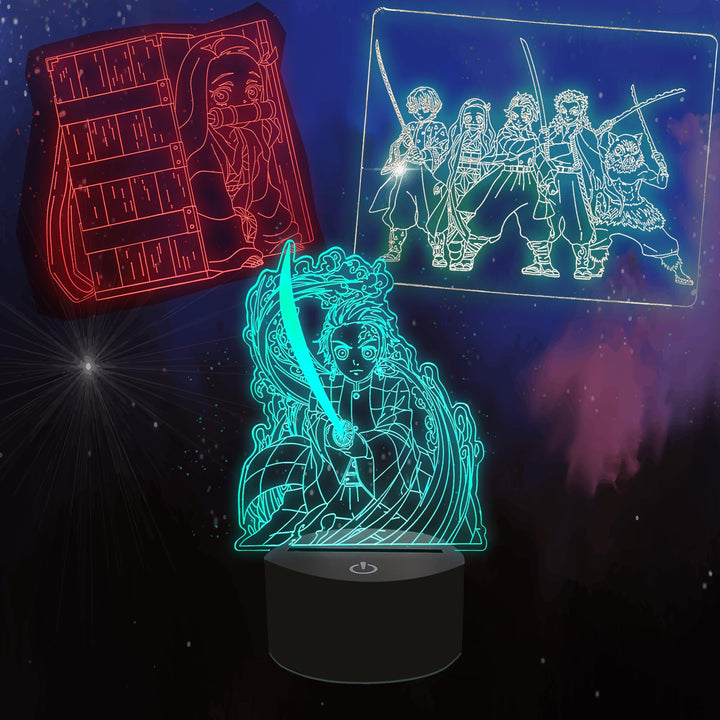 Demon Night Light, Bedroom Decor Gifts for Teenboys Teengirls Anime Lover, Kids Slayer Anime Light 3 Packs Images to Halloween Christmas Birthday Gift