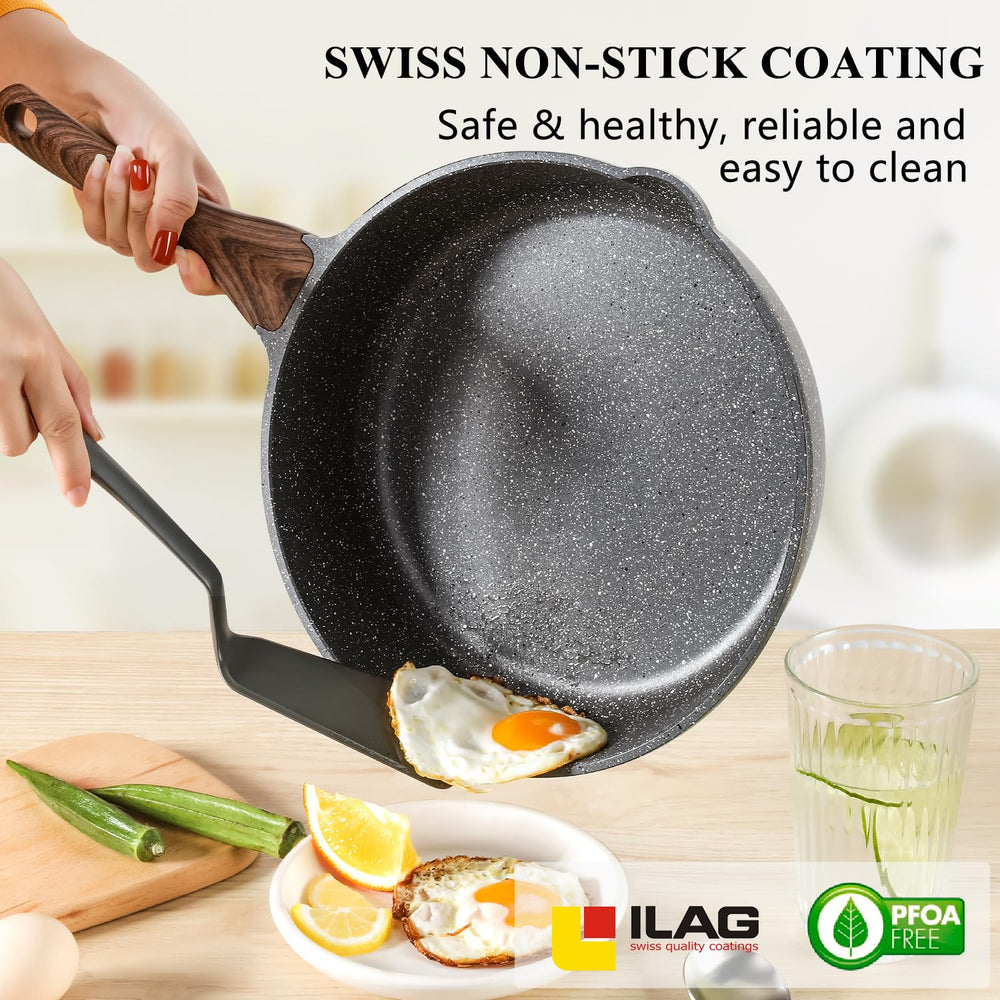 SENSARTE Nonstick Deep Frying Pan Skillet, 10/11/12-inc