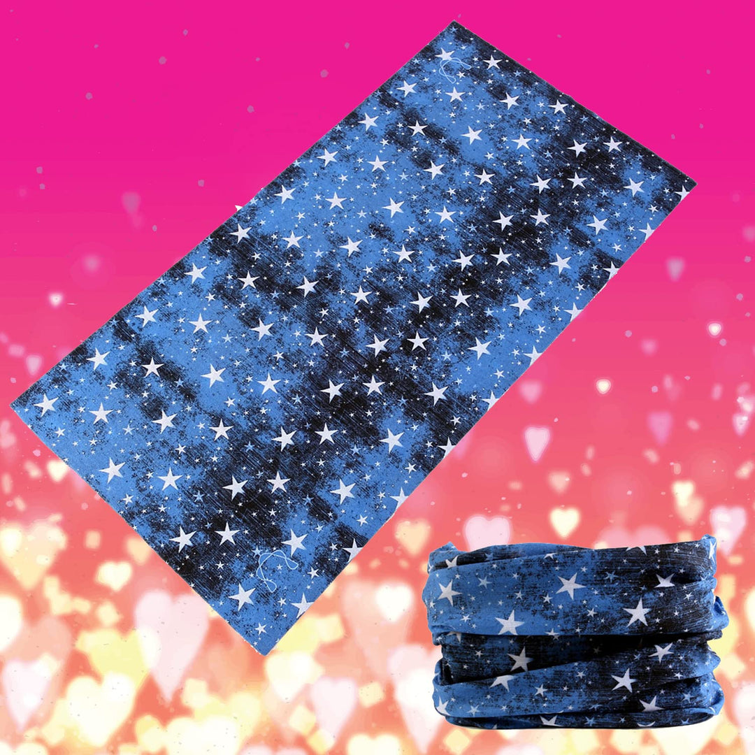 Blue Motorcycle Face Mask for Women with Stars - Multifunction Outdoor Dust Protection Face Shield Bandana for Riding ATV Cycling Hiking Camping Climbing Fishing Hunting Running, Festival Headbands