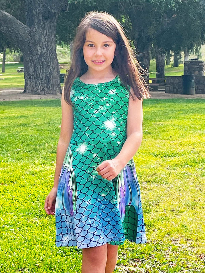 Funnycokid Girls Mermaid Dress Summer Sundress Kids Bir