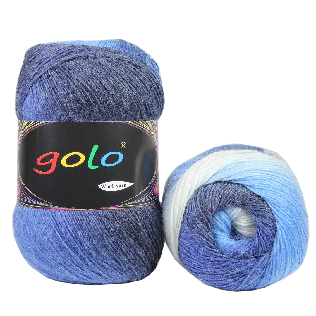 Wool Yarn for Knitting 550yd 0.22Ib Cachemire Multicolor Rainbow Yarn (Gradient Blue)