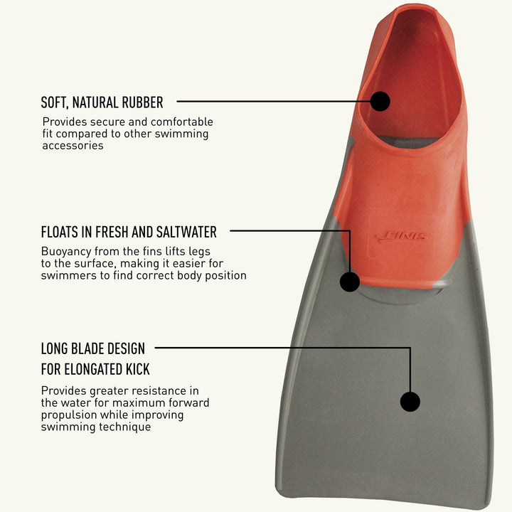 Long Floating Fin 7-9 Red/Gray