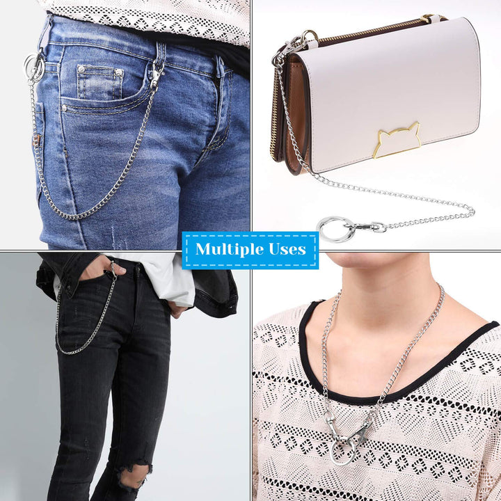 anezus 3pcs Belt Chain, Pocket Chain, Chains for Wallet