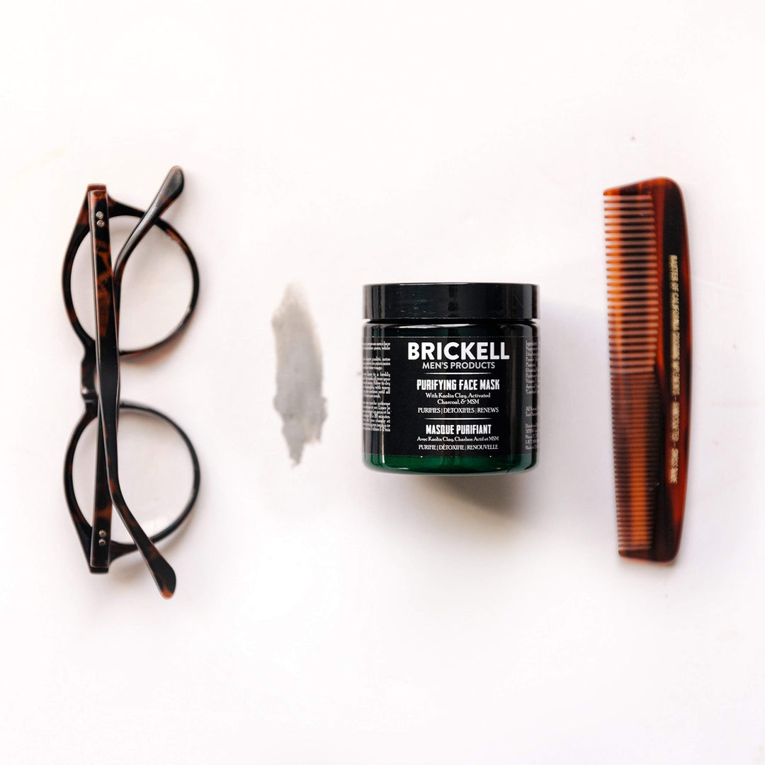 Brickell Men&#39;s Purifying Charcoal Face Mask Skin Care Product, Natural and Organic Activated Charcoal Facial Mask With Detoxifying Kaolin Clay, 4 Ounce, Unscented