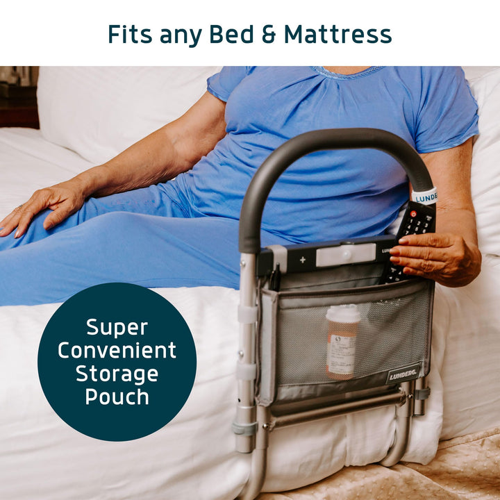 Bed Rails for Elderly Adults Safety - with Motion Light &amp; Storage Pocket - Railings for Seniors &amp; Surgery Patients - The Bed Cane Fits Any Bed &amp; Makes Getting in &amp; Out of Bed Much Easier