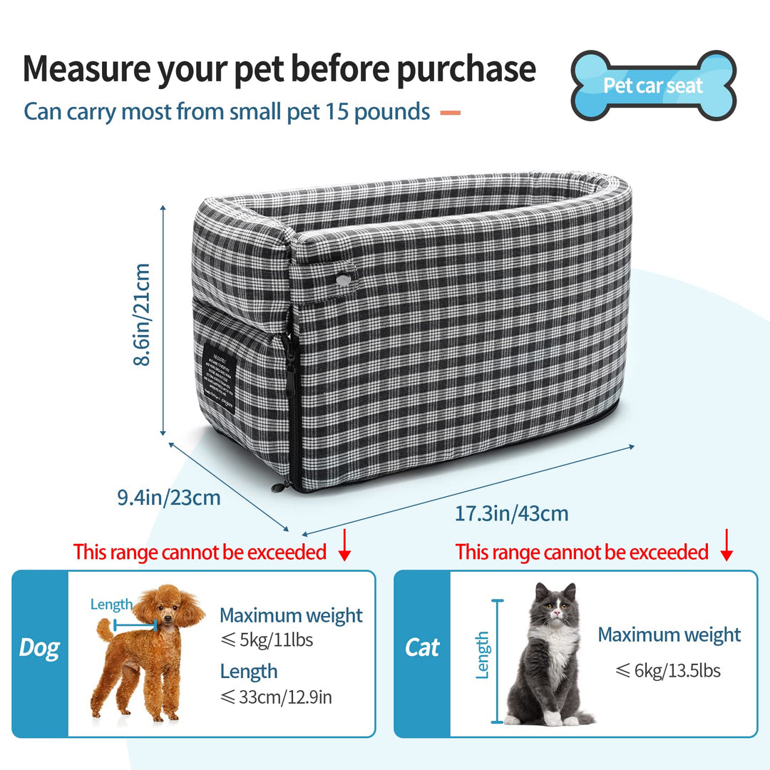 Small Dog Cat Booster Seat ON Car Armrest Perfect for Small Pets | Included Safety Tethers Included | Suitable for Most Car Deluxe Deluxe Interactive Pet Seat(Single Door armrest)…