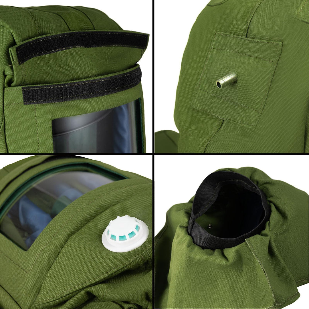 1Pcs Sand Blasting Hood Cap, Shawl Cap Sandblaster Mask Anti Wind/Sandblaster Tools Dust Protective Face Mask, Canvas (Green)